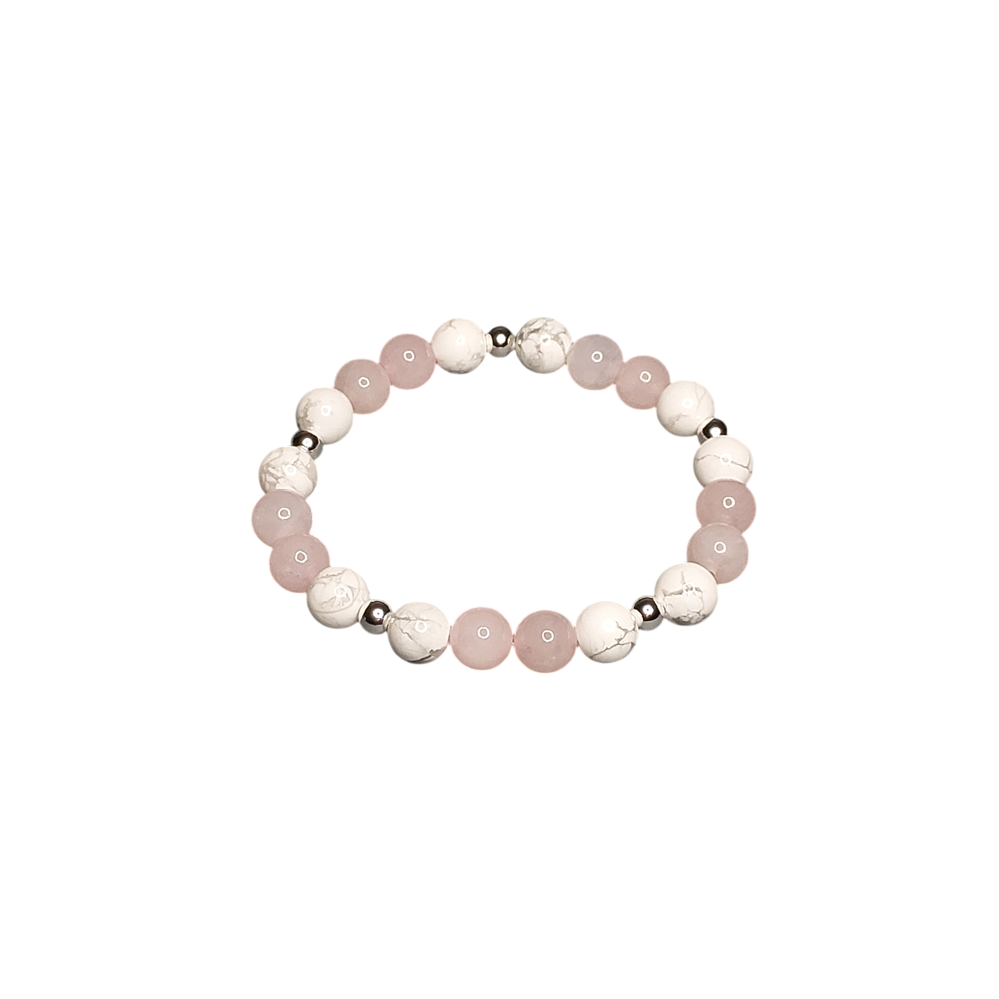 Браслет з рожевого кварцу та кахолонгу